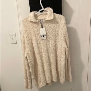 Zara Cream Cowl Neck Sweater Plush Comfort